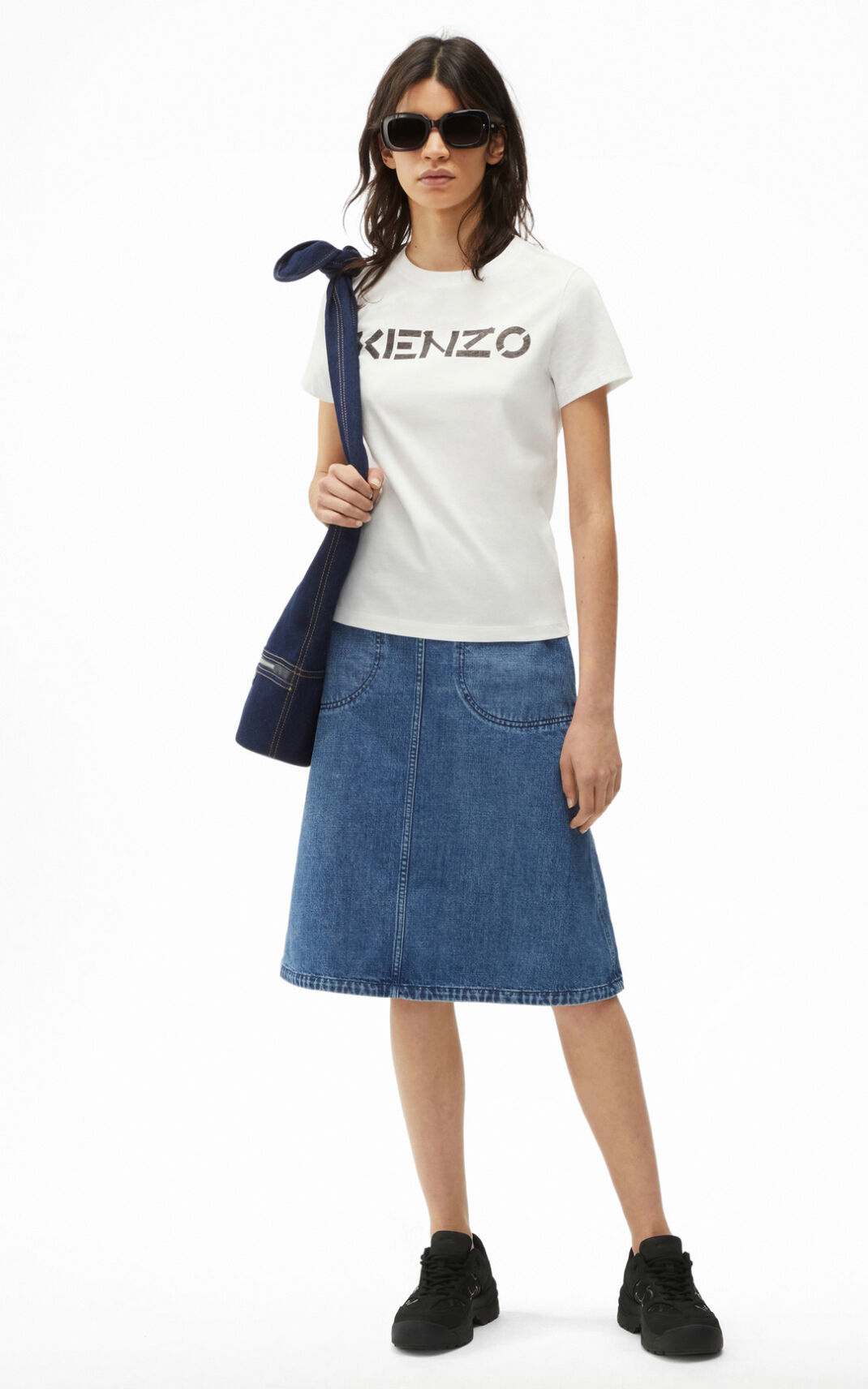 T Shirt Kenzo Logo Femme Blanche | IEQF-05762